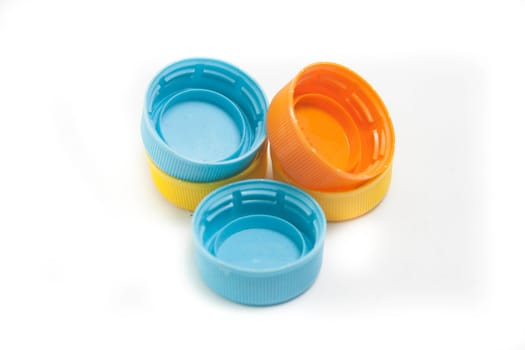 Colorful plastic bottle screw caps used to seal plastic bottles