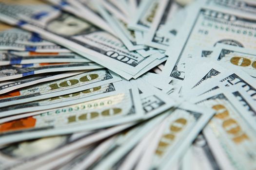 Macro shot of a 100 dollars. Dollar banknotes 100 Dollars currency of the United States useful as a background