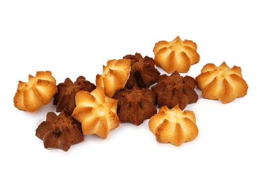 several mouthwatering shortbread cookies isolated on white background