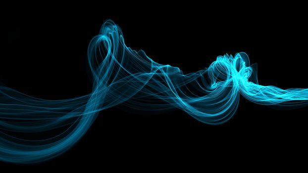 abstract blue  smoke over black background with copyspace.