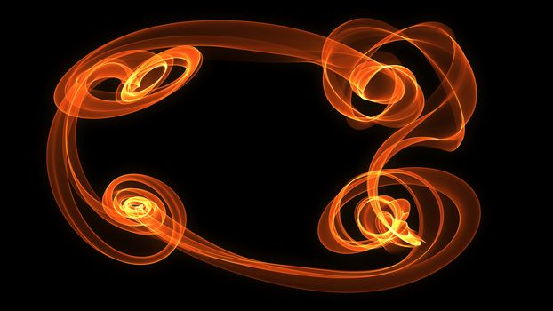 abstract red orange flame  smoke  frame over black background with copyspace for your text.