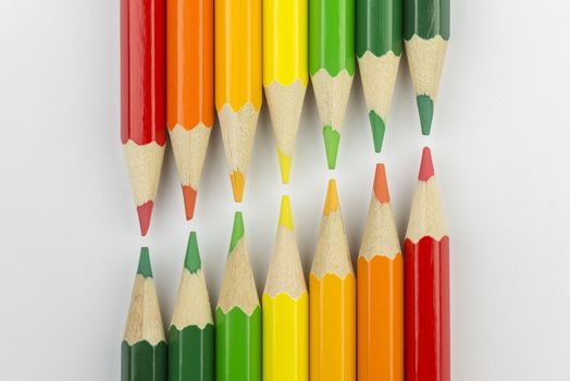 Conceptual crayons represented as successor double energy label colors
