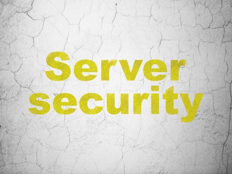 Privacy concept: Yellow Server Security on textured concrete wall background