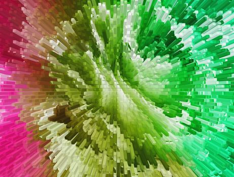 Impressionism painting with extrusion effect, colored floral background, bright colorful abstract, extrusion blocks and pyramids, the gradient for   background and texture, 3D extrusion floral patternrn