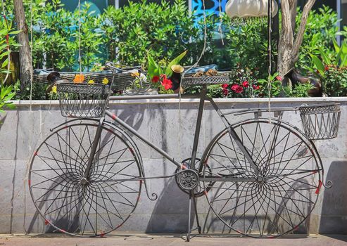 Decorative bicycle outdoors, decorations, street, landscape