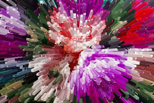 color extrusion  blocks Abstract colorful 3D extrusion background flowers, floral pattern