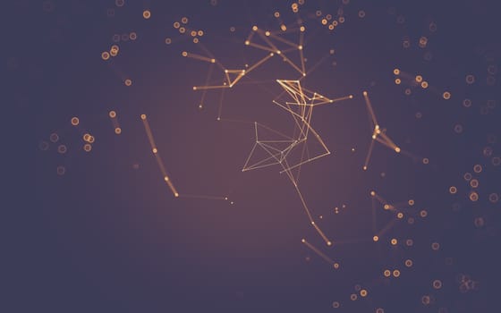 Abstract polygonal space low poly dark background with connecting dots and lines. Connection structure. 3d rendering