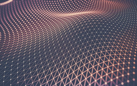 Abstract polygonal space low poly dark background with connecting dots and lines. Connection structure. 3d rendering