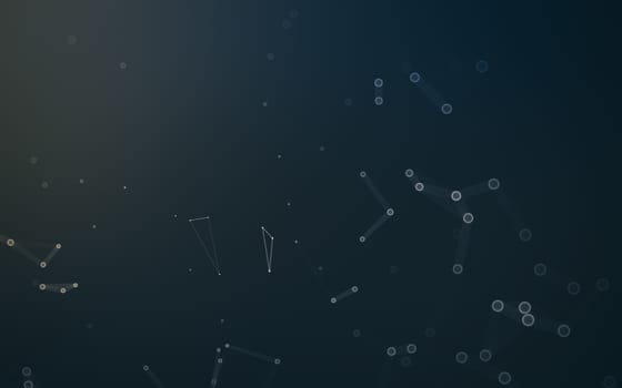 Abstract polygonal space low poly dark background with connecting dots and lines. Connection structure. 3d rendering