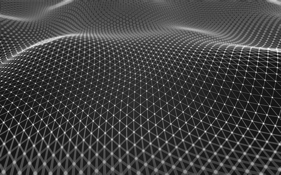 Abstract polygonal space low poly dark background with connecting dots and lines. Connection structure. 3d rendering