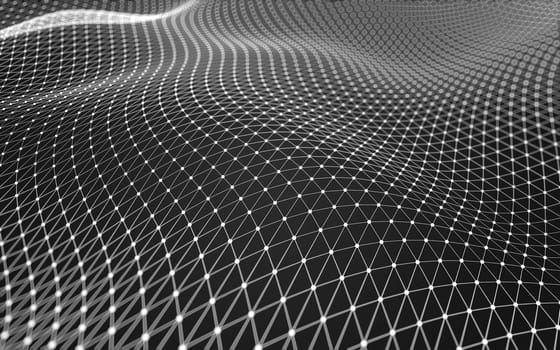 Abstract polygonal space low poly dark background with connecting dots and lines. Connection structure. 3d rendering