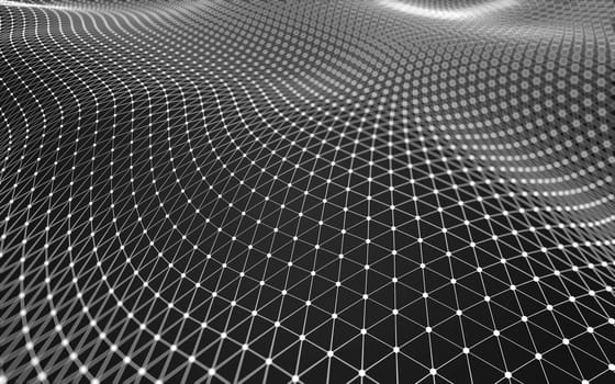 Abstract polygonal space low poly dark background with connecting dots and lines. Connection structure. 3d rendering