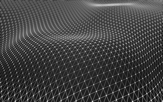 Abstract polygonal space low poly dark background with connecting dots and lines. Connection structure. 3d rendering