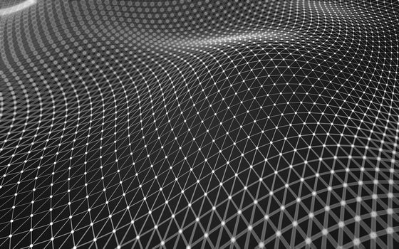 Abstract polygonal space low poly dark background with connecting dots and lines. Connection structure. 3d rendering