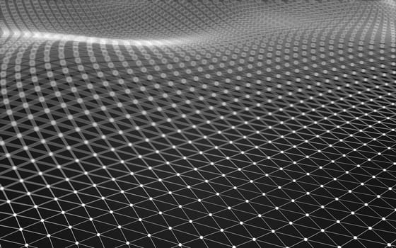 Abstract polygonal space low poly dark background with connecting dots and lines. Connection structure. 3d rendering