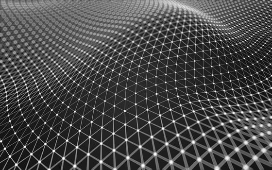 Abstract polygonal space low poly dark background with connecting dots and lines. Connection structure. 3d rendering