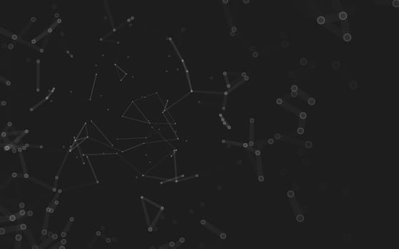 Abstract polygonal space low poly dark background with connecting dots and lines. Connection structure. 3d rendering