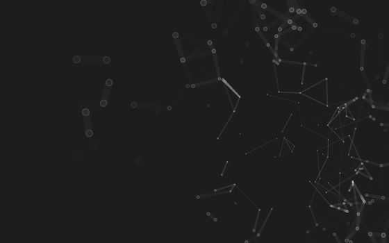 Abstract polygonal space low poly dark background with connecting dots and lines. Connection structure. 3d rendering