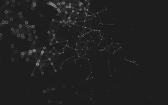 Abstract polygonal space low poly dark background with connecting dots and lines. Connection structure. 3d rendering