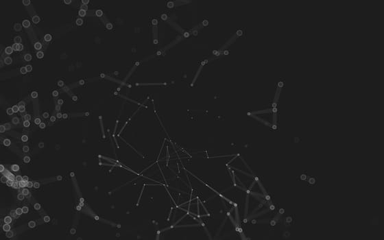 Abstract polygonal space low poly dark background with connecting dots and lines. Connection structure. 3d rendering