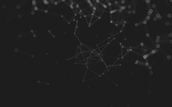 Abstract polygonal space low poly dark background with connecting dots and lines. Connection structure. 3d rendering