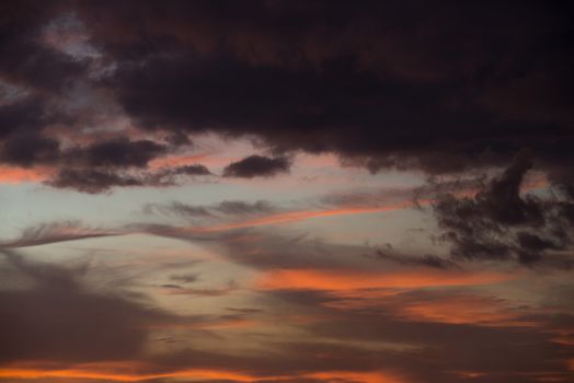 Natural background of  colorful red sky during  sunset time.