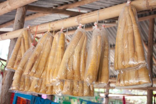 Pickled bamboo shoots plastic bags of the Northeast.
Thailand