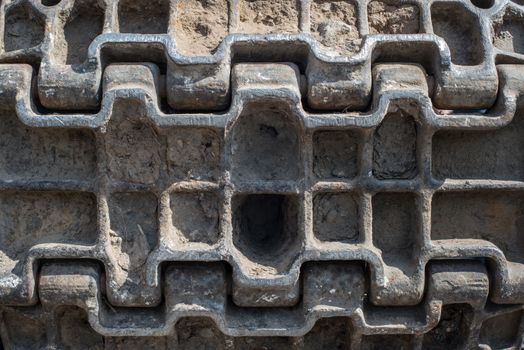 russian tank track caterpillar mud background texture pattern closeup.