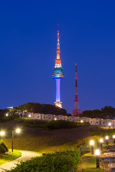 N Seoul Tower Located on Namsan Mountain in central Seoul,South Korea.
