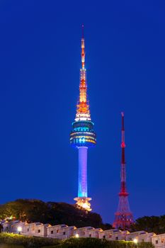 N Seoul Tower Located on Namsan Mountain in central Seoul,South Korea.