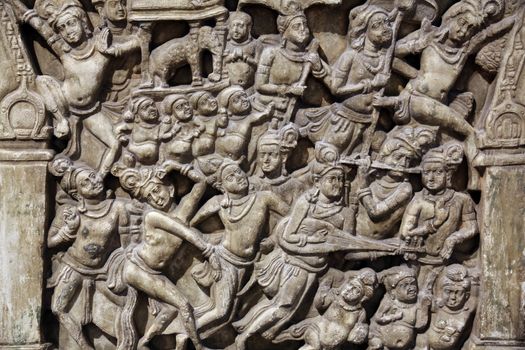 Life scenes of Buddha, from 2th century found in Amaravati, Andhra Pradesh now exposed in the Indian Museum in Kolkata, on February 15, 2012