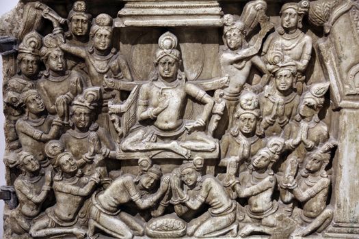 Life scenes of Buddha, from 2th century found in Amaravati, Andhra Pradesh now exposed in the Indian Museum in Kolkata, on February 15, 2012