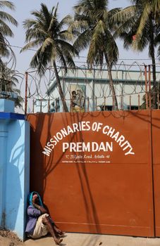 The inscription at the entrance to Prem Dan, one of the houses established by Mother Teresa and run by the Missionaries of Charity in Kolkata, India on February 12, 2014.