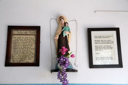 Virgin Mary with baby Jesus, Prem Dan, one of the houses established by Mother Teresa and run by the Missionaries of Charity in Kolkata, India on February 12, 2014.