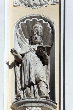 Saint Gregory the Great on the portal of Holy Cross, parish Church of the Immaculate Conception of the Virgin Mary in Lepoglava, Croatia