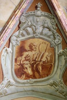 Saint Luke the Evangelist, fresco in parish Church of the Immaculate Conception of the Virgin Mary in Lepoglava, Croatia