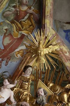 Holy Spirit Bird, altar in parish Church of the Immaculate Conception of the Virgin Mary in Lepoglava, Croatia