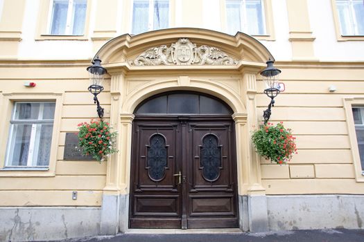 Entrance of City Hall in Upper town in Zagreb, Croatia on September 20, 2014