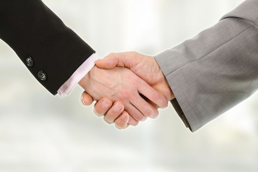 Closeup of business people shaking hands with each other