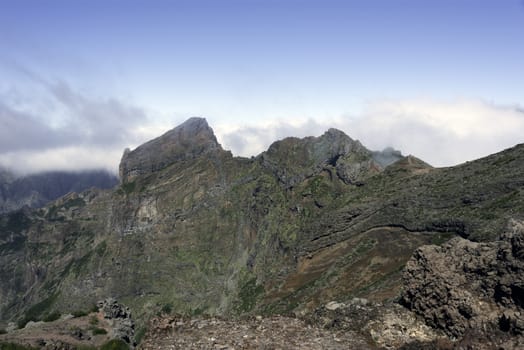 the high mountains at madeira island called pico arieiro, the top is 1818 meters above sea level