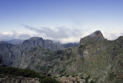 the high mountains at madeira island called pico arieiro, the top is 1818 meters above sea level