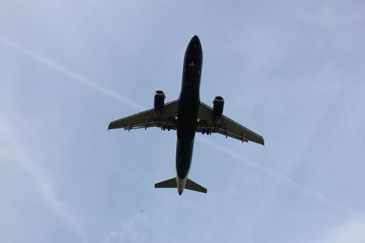 Commercial airplane approaching the runway