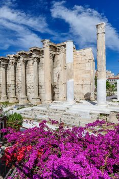 Remains of the Hadrian's Library in Monastiraki square in Athens, Greece