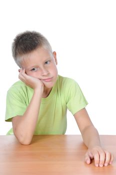 cute young boy learning with white background