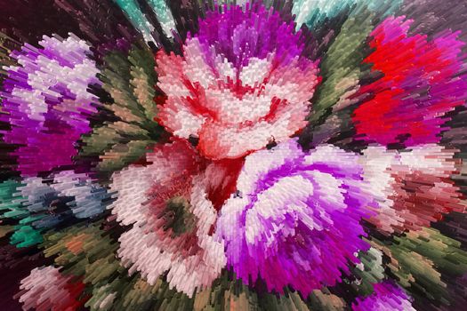 color extrusion  blocks Abstract colorful 3D extrusion background flowers, floral pattern