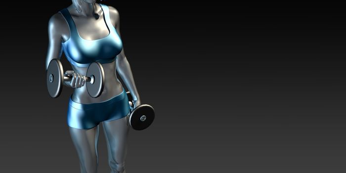 Girl Working Out with Weights Banner Concept