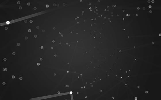 Abstract polygonal space low poly dark background with connecting dots and lines. Connection structure. 3d rendering