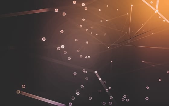 Abstract polygonal space low poly dark background with connecting dots and lines. Connection structure. 3d rendering