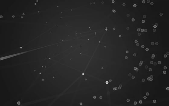 Abstract polygonal space low poly dark background with connecting dots and lines. Connection structure. 3d rendering