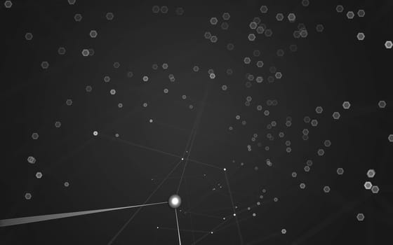 Abstract polygonal space low poly dark background with connecting dots and lines. Connection structure. 3d rendering